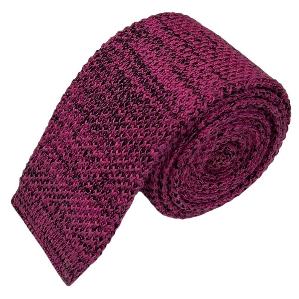 Mallory & Church Magenta Slim Skinny Square Tip Cotton Knit Necktie Tie